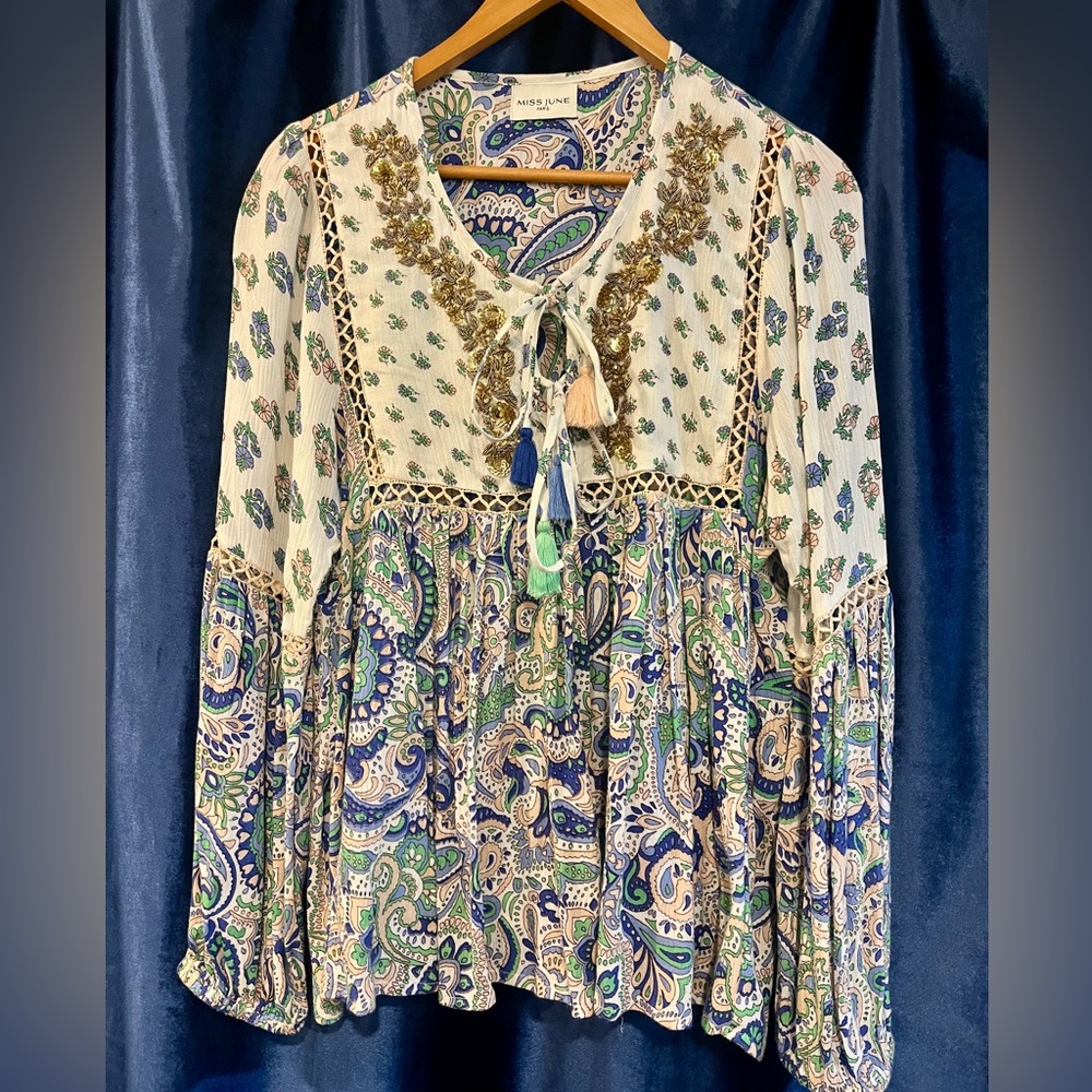Miss June Bohemian Paisley Top